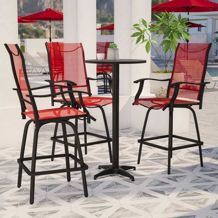 Flash Furniture Outdoor Stool - 30 inch Patio Bar Stool, Red, 2PK 2-ET-SWVLPTO-30-RD-GG